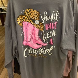 Simply Southern Long Sleeve Tee- LS- Cowgirl - Iron- XXL